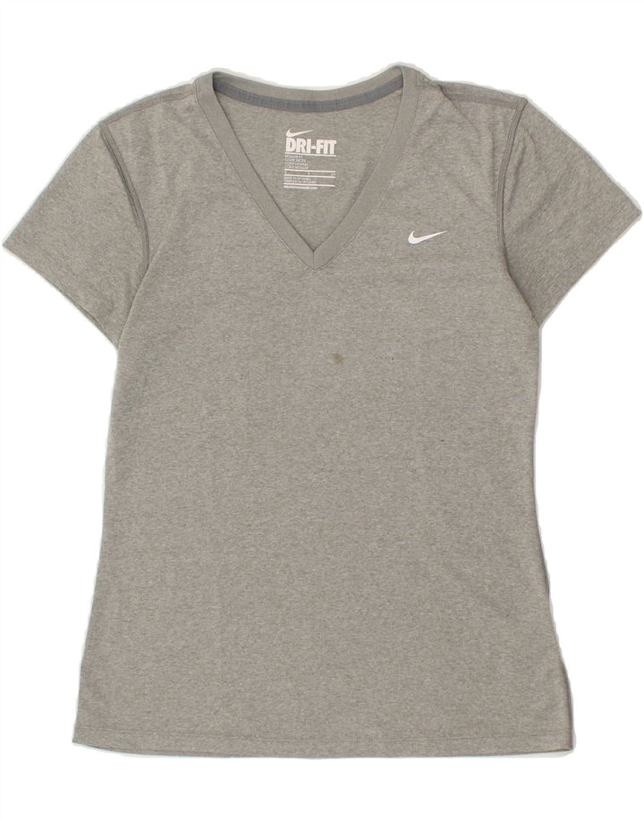NIKE Womens Dri Fit Regular Fit T-Shirt Top UK 10 Small Grey Polyester | Vintage Nike | Thrift | Second-Hand Nike | Used Clothing | Messina Hembry 