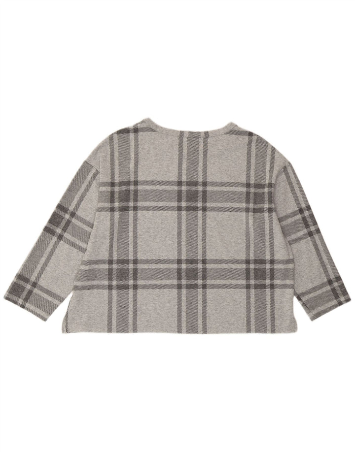 Женский укороченный топ Marks & Spencer с рукавом 3/4, Великобритания 20, 2XL, серый полиэстер в клетку