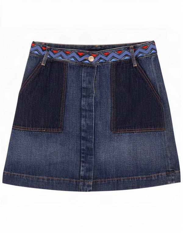 Джинсовая юбка Tommy Hilfiger для девочек 9–10 лет W27, темно-синяя, хлопок с геометрическим рисунком