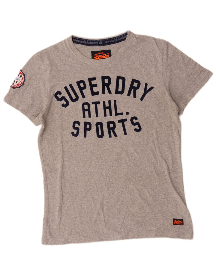 Superdry Мужская футболка с рисунком Верх среднего серого цвета, хлопок