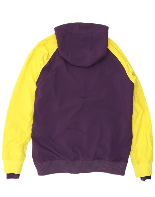 DC Mens Graphic Hooded Bomber Jacket UK 42 XL Purple Colourblock Polyester