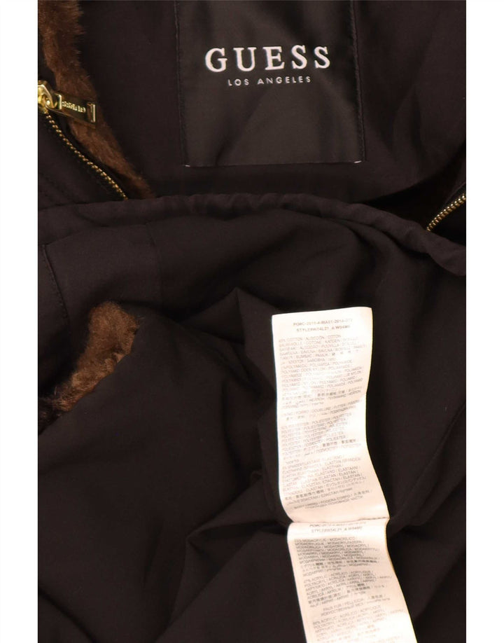 Guess Женская парка с капюшоном и графическим рисунком UK 6 XS, черный полиэстер