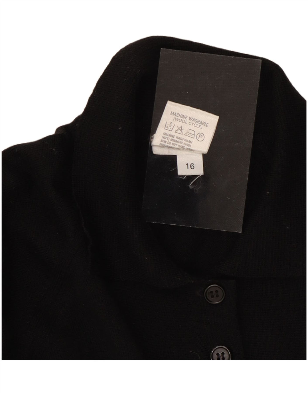 Женский джемпер с воротником поло CZARINA, Великобритания 16, большой, черный, шерсть