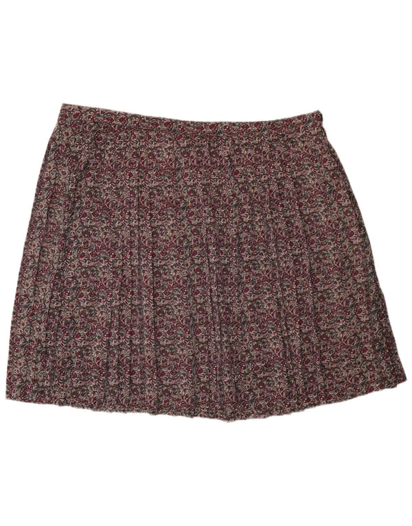 Винтажная женская плиссированная юбка-трапеция W42 3XL, разноцветная с цветочным принтом