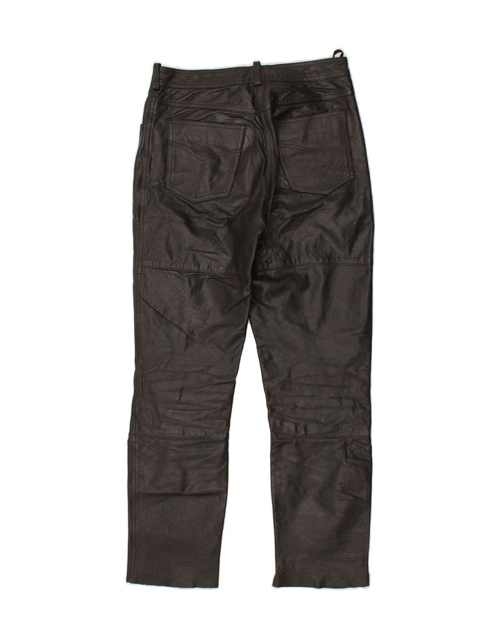 VINTAGE Womens Straight Trousers EU 40 Medium W30 L29 Black Leather Vintage Vintage and Second-Hand Vintage from Messina Hembry 