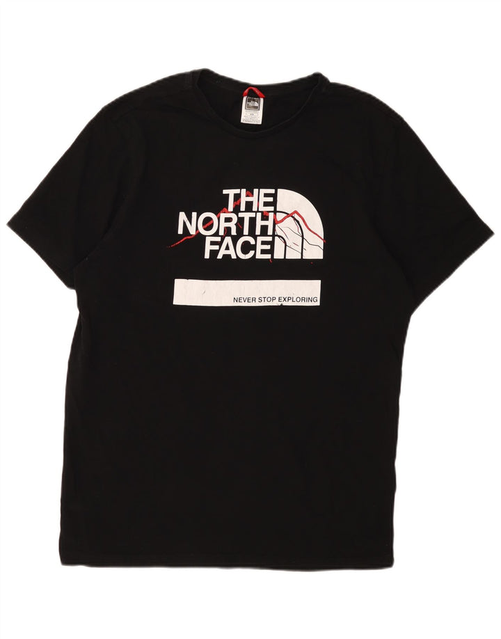 Мужская футболка с рисунком The North Face, хлопковый топ среднего размера, черный