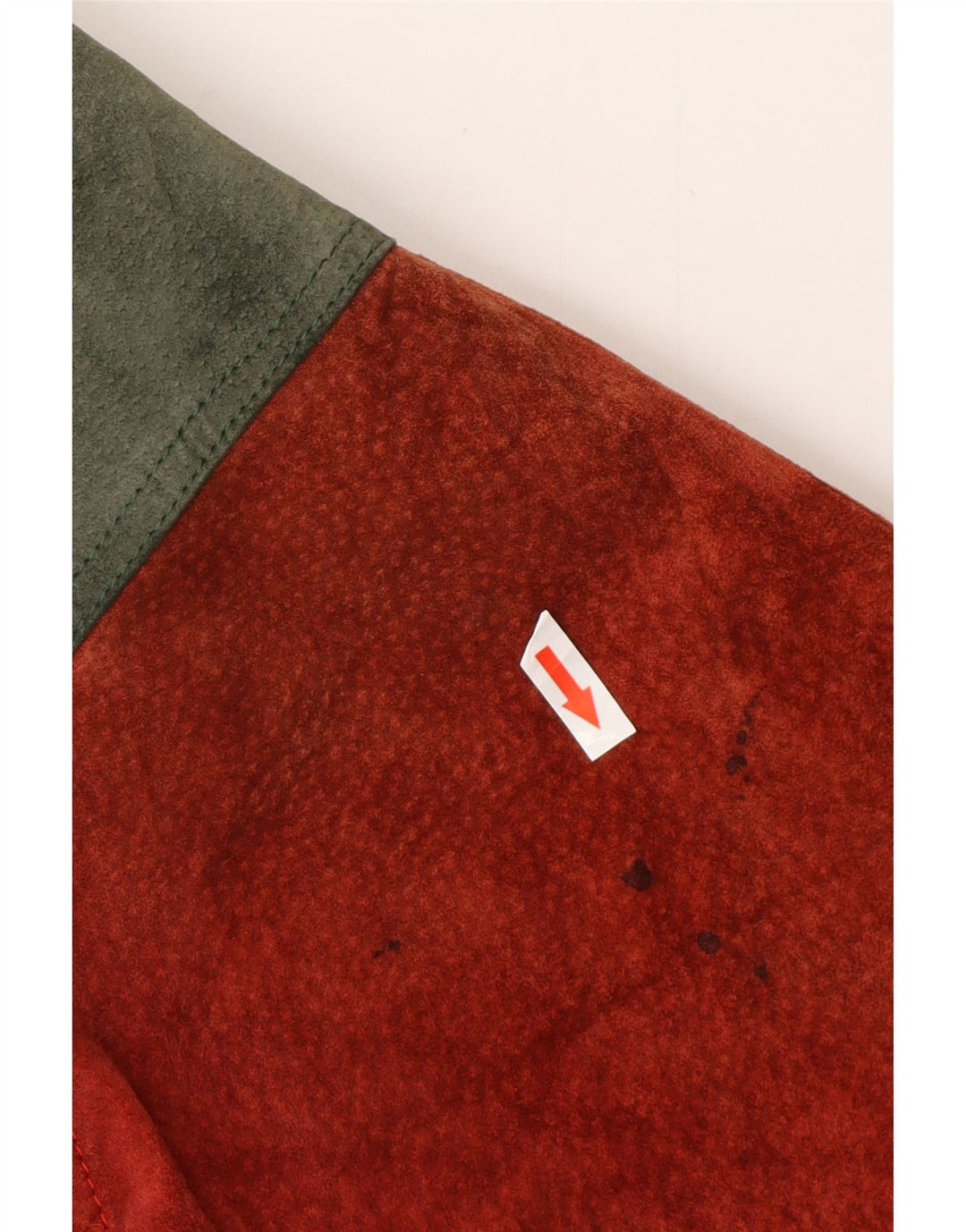 Мужской замшевый бомбер свободного покроя VINTAGE UK 38, средний красный цвет с цветными блоками