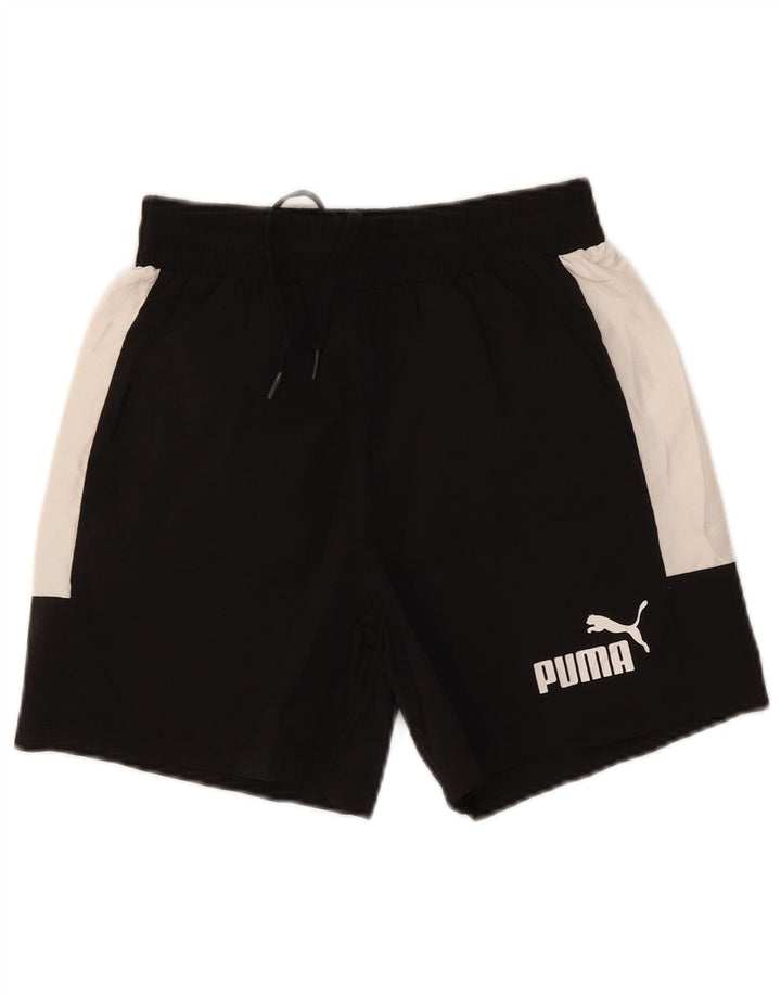 Мужские спортивные шорты Puma с графическим рисунком, маленькие черные, полиэстер с цветными блоками