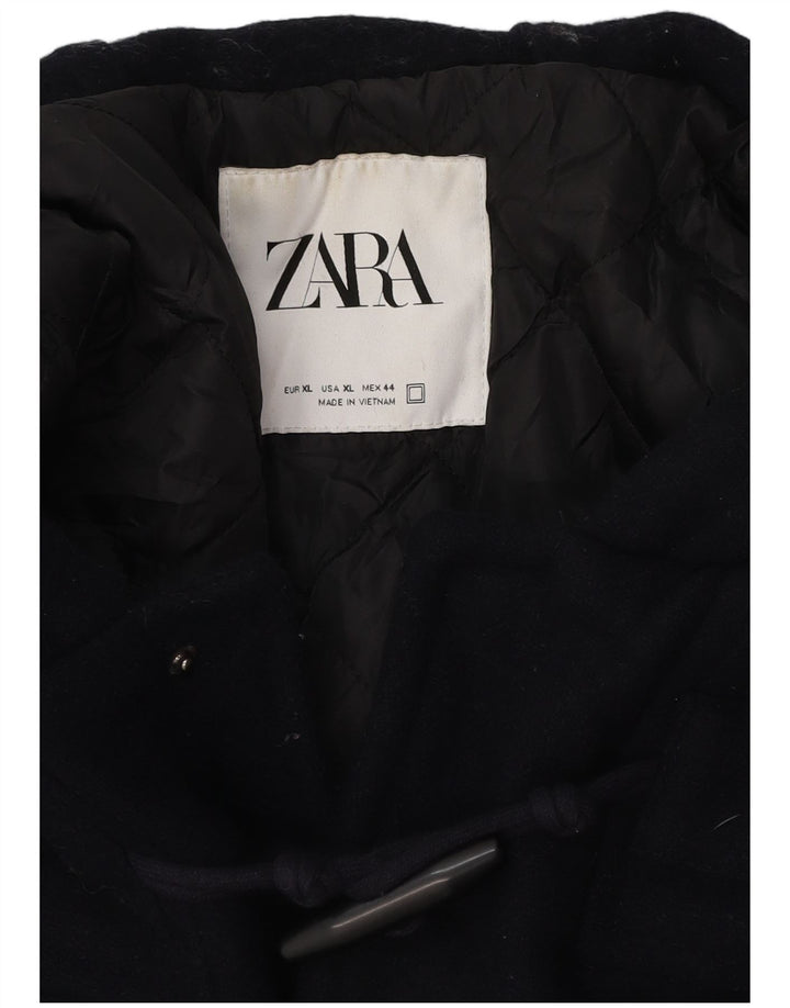 Мужская дафлкот с капюшоном Zara UK 42 XL темно-синий