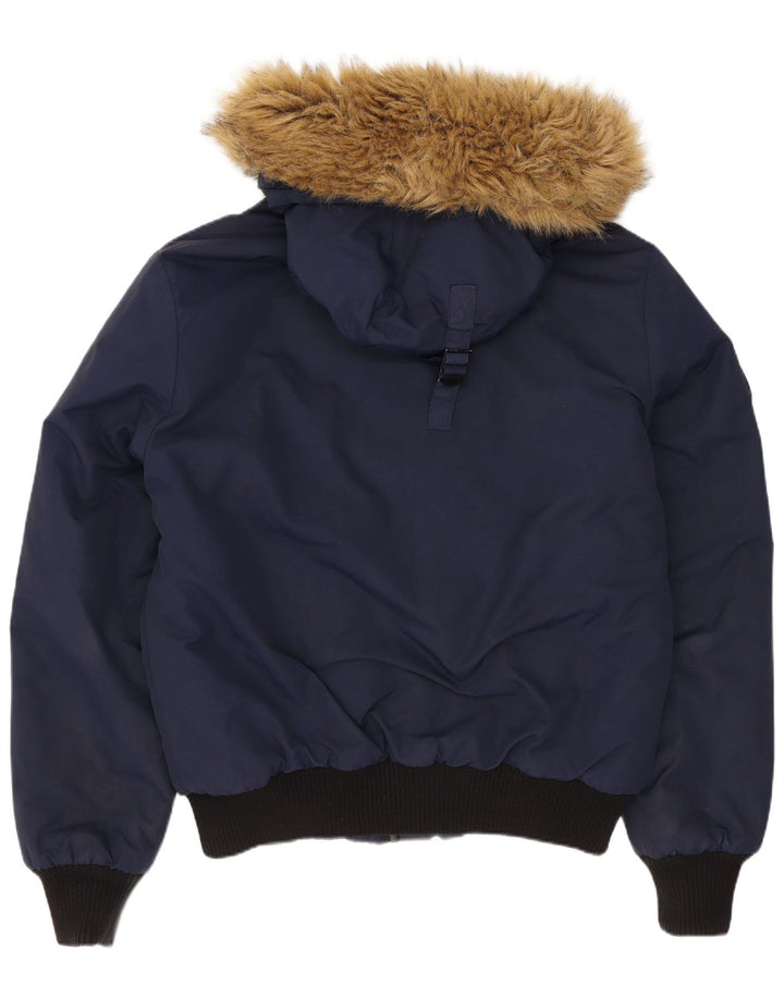 Мужская утепленная куртка-бомбер Superdry с капюшоном UK 38, средний темно-синий нейлон