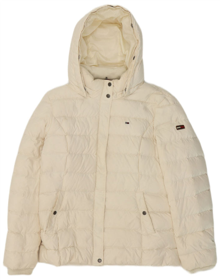 Женская стеганая куртка с капюшоном Tommy Hilfiger UK 18 XL, белый полиэстер