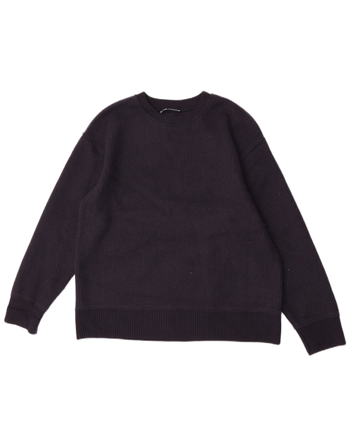 Женский джемпер с круглым вырезом Zara UK 14, средний темно-синий, вискоза