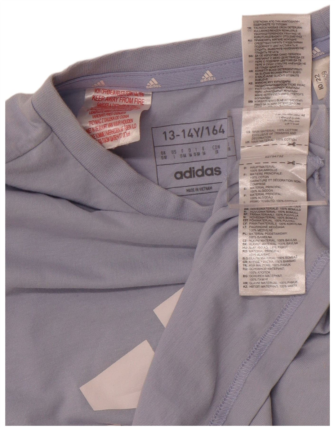 Футболка ADIDAS с рисунком для девочек, топ 13-14 лет, синий хлопок