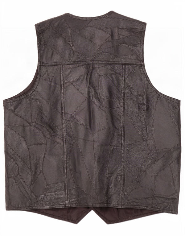 Vintage Mens Leather Waistcoat Large Black