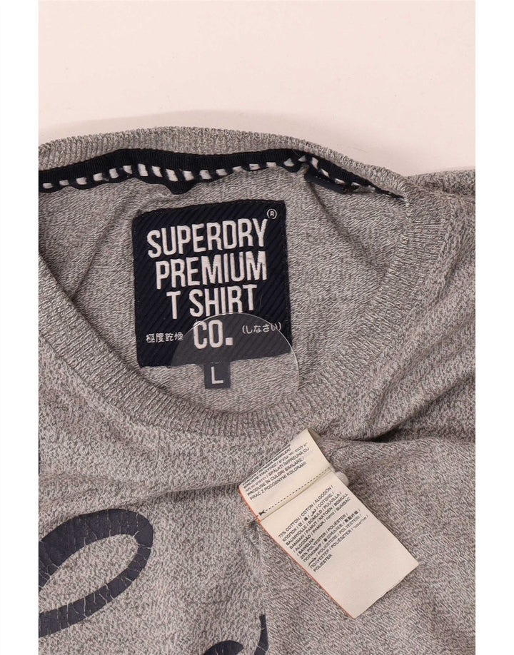 Мужская футболка с рисунком Superdry, большой серый хлопок
