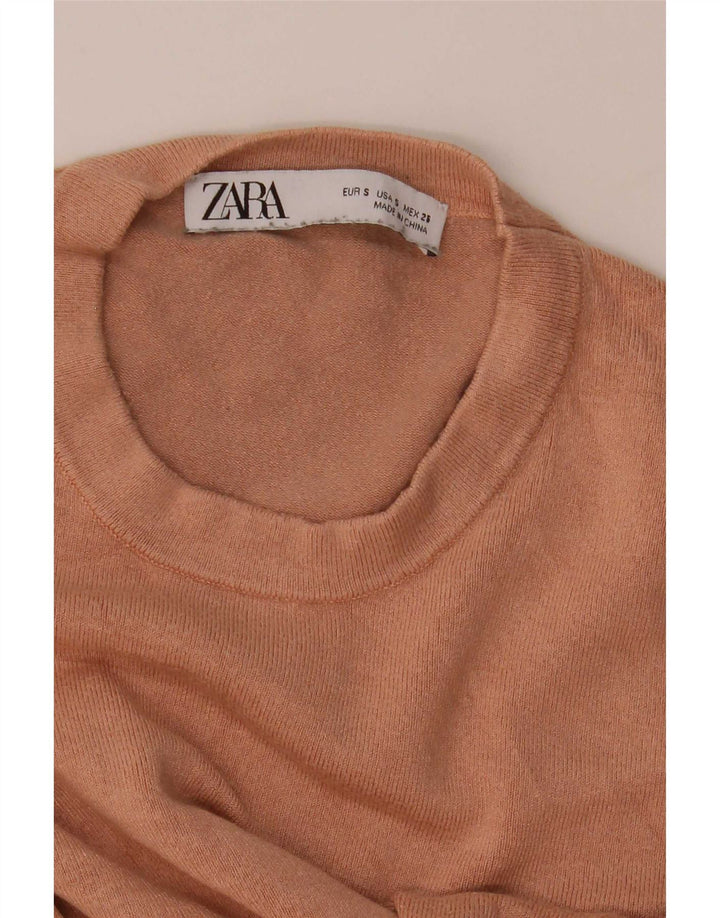 Женский джемпер с круглым вырезом Zara UK 8, маленький коричневый цвет