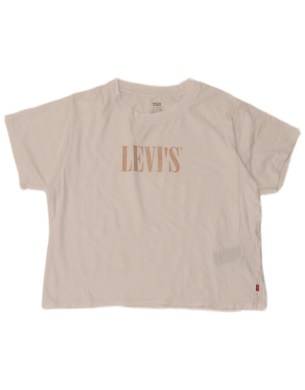 Женская футболка оверсайз с рисунком Levi's Top UK 10, маленькая, белый хлопок