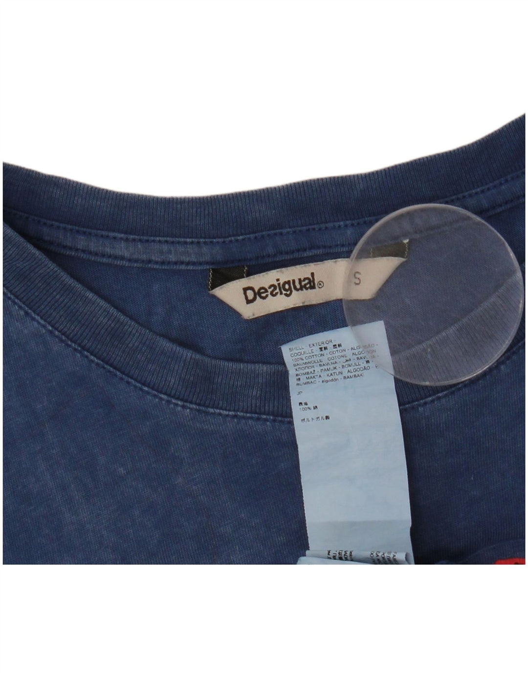 Женская футболка с рисунком Desigual Top UK 10, маленькая, синяя, хлопок