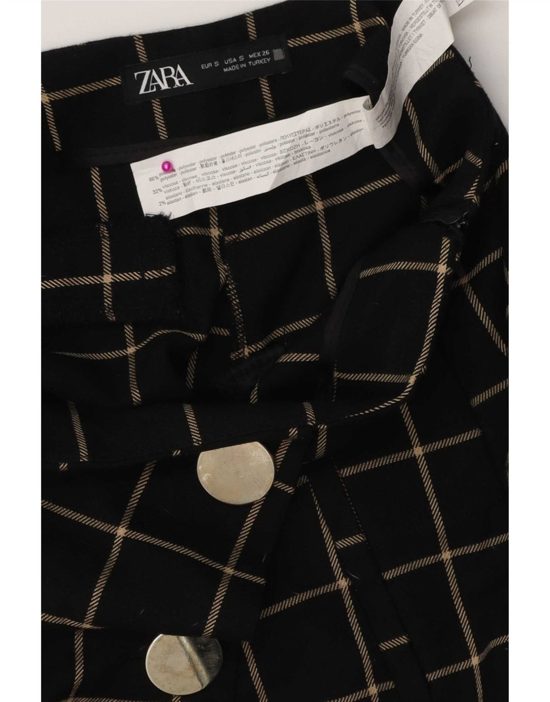 Женские повседневные шорты Zara W26, черные, полиэстер в клетку