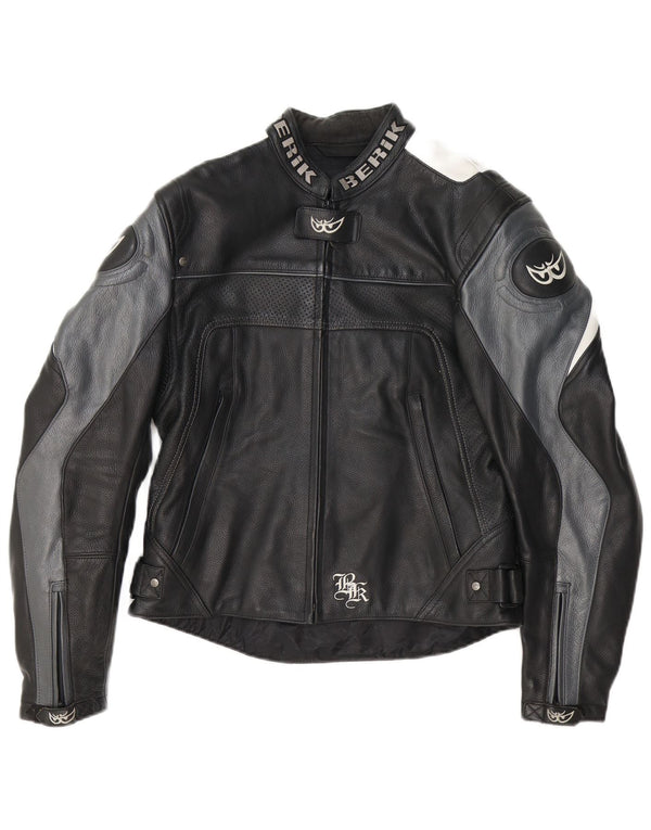 Мужская мотогоночная куртка Berik UK 40, большая черная с цветными блоками