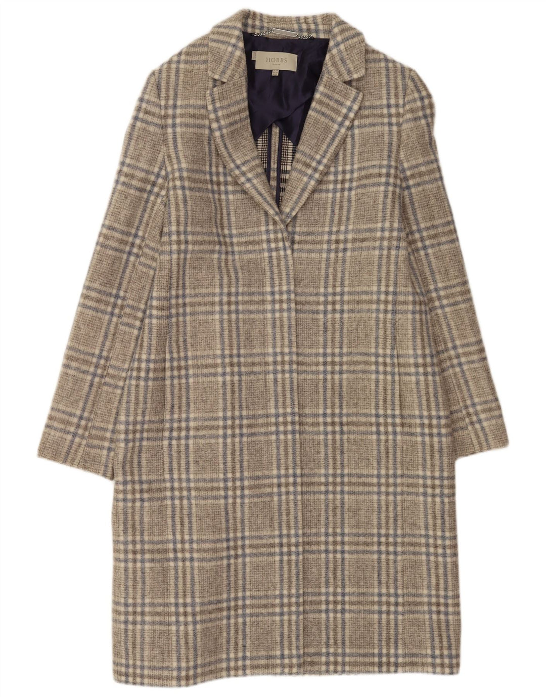 Женское пальто Hobbs UK 16, большое серое акрил в клетку