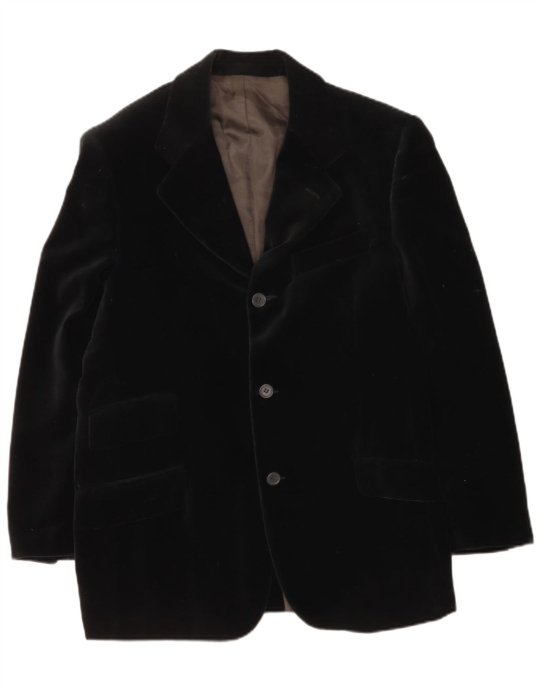 Винтажный мужской бархатный пиджак с 3 пуговицами, Великобритания 38, средний черный