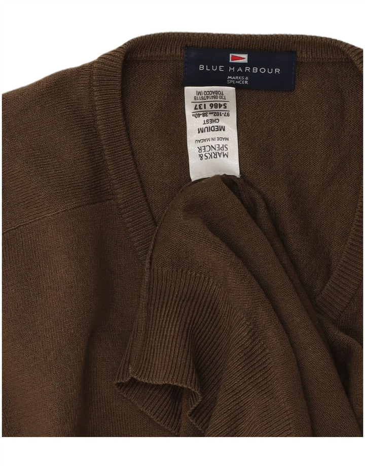 Мужской свитер с v-образным вырезом Marks & Spencer Blue Harbour, средний коричневый