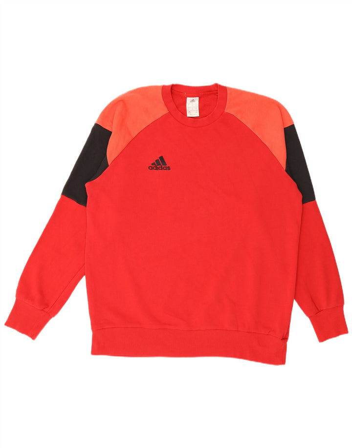 Мужской свитшот ADIDAS, джемпер XL, красный, хлопок с цветными блоками