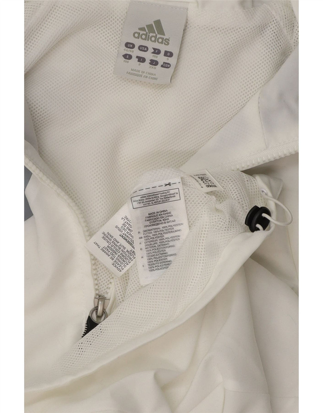 Мужская спортивная куртка ADIDAS UK 46/48 XL, белый полиэстер с цветными блоками