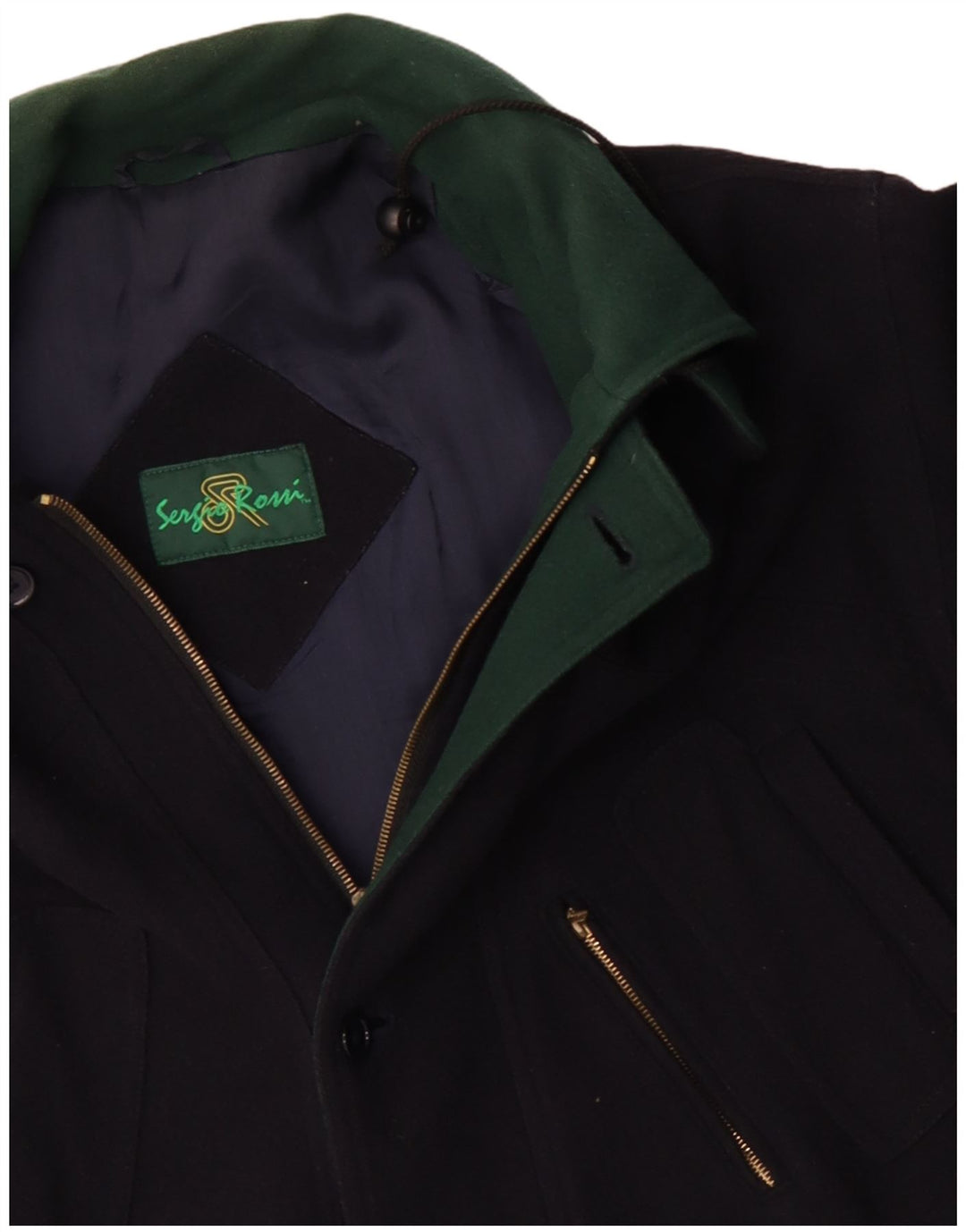 ВИНТАЖНОЕ мужское пальто UK 42 XL темно-синее шерстяное