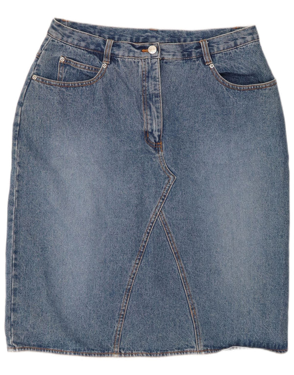 ВИНТАЖНАЯ женская джинсовая юбка с высокой талией, Великобритания, 18 XL, W32, синяя