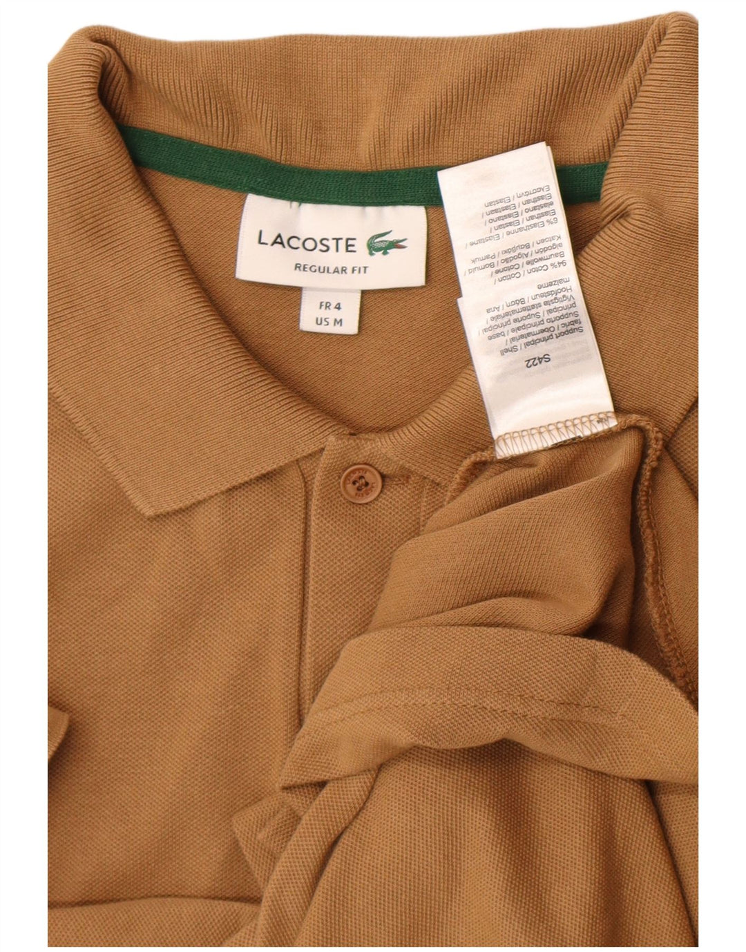 Lacoste Мужская рубашка-поло стандартного кроя с рисунком, размер 4, средний коричневый, с цветными блоками