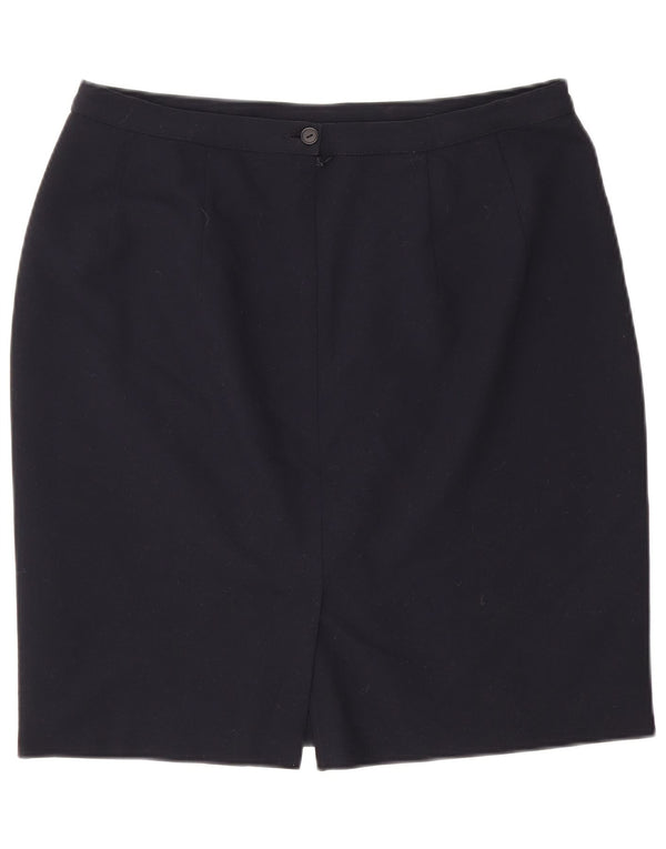 Женская юбка-карандаш с высокой талией Marks & Spencer UK 18 XL W32 Темно-синяя