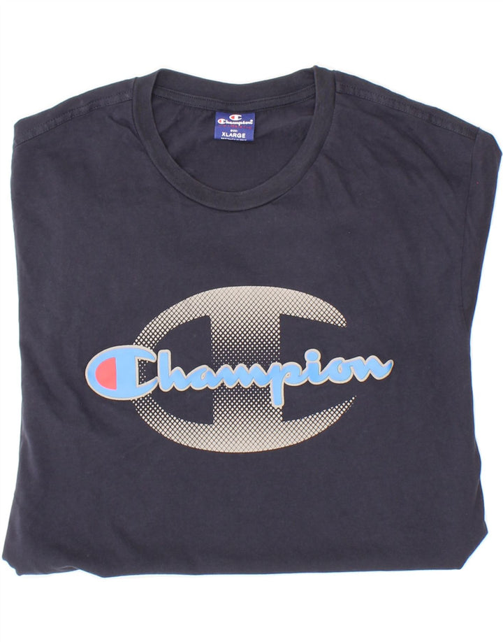 CHAMPION Mens Graphic T-Shirt Top XL Navy Blue Vintage Champion and Second-Hand Champion from Messina Hembry 