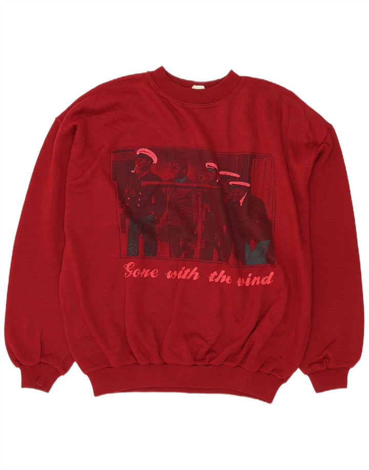 Винтажный мужской свитшот с рисунком, джемпер XL, красный хлопок