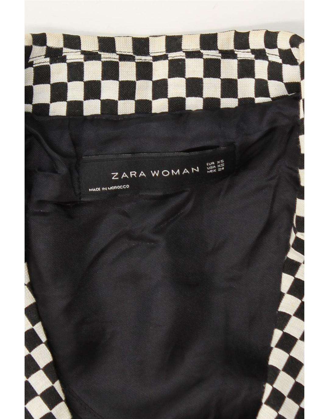 Женский укороченный двубортный пиджак Zara UK 6 XS, черный с геометрическим рисунком