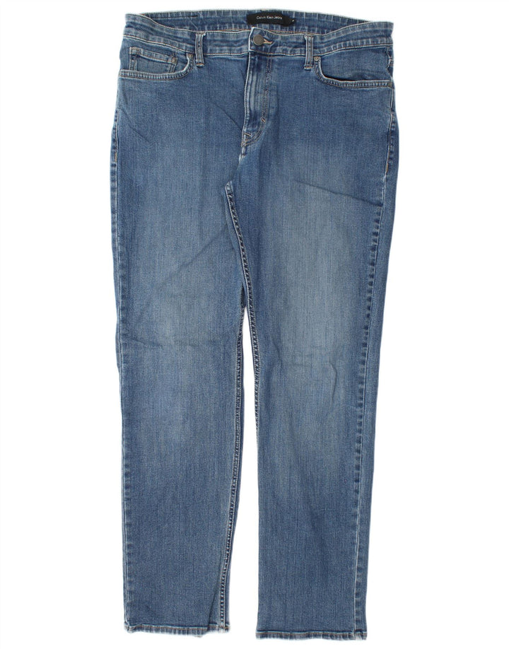 Мужские прямые джинсы CALVIN KLEIN W36 L32 синие, хлопок