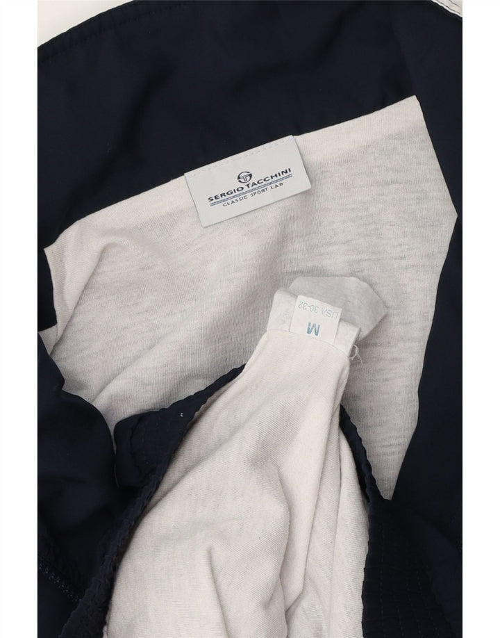 Мужская спортивная куртка Sergio Tacchini среднего размера, темно-синяя, с цветными блоками