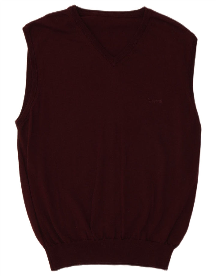 Мужская майка Bugatti Vest UK 40, средний бордовый из натуральной шерсти