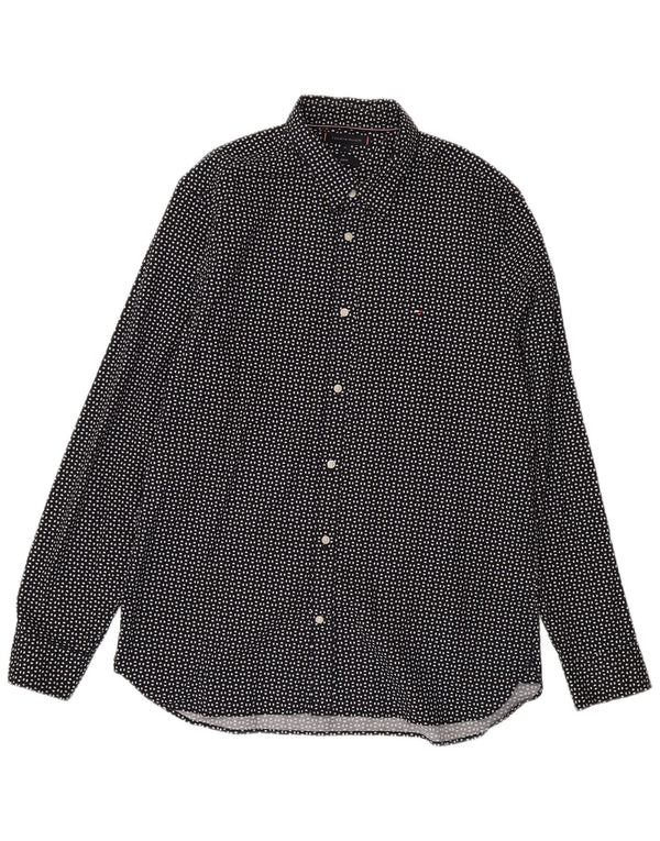 Мужская рубашка узкого кроя Tommy Hilfiger XL, хлопок в черную полоску