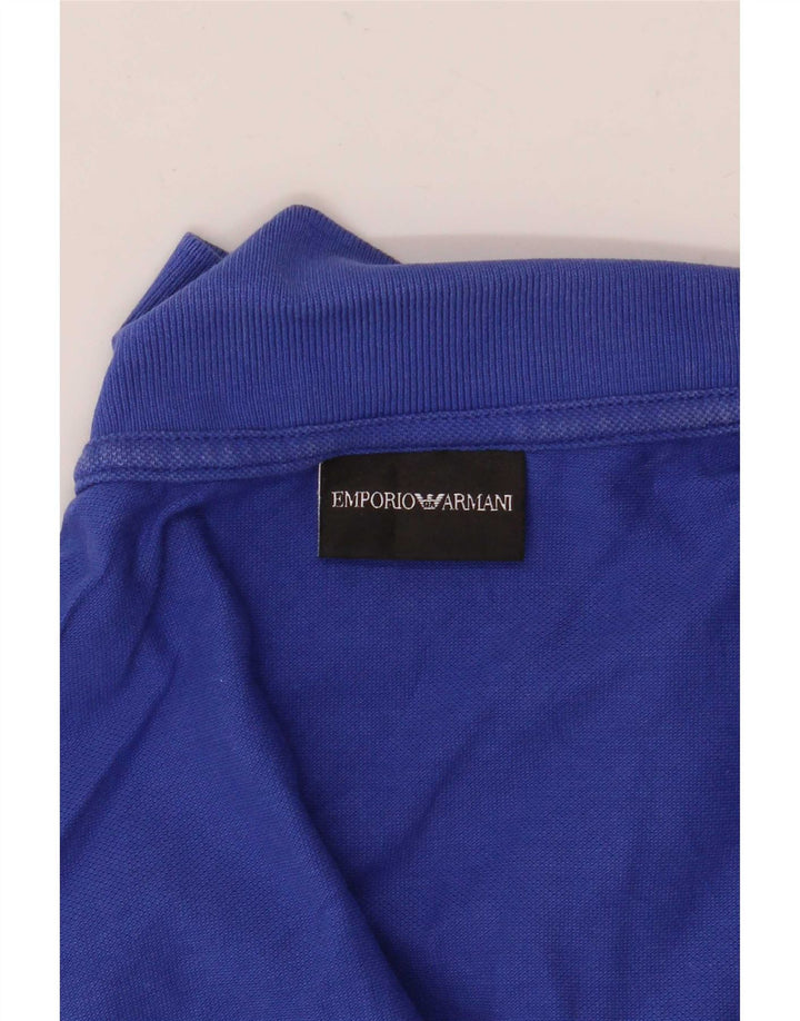 Мужская рубашка-поло Emporio Armani среднего синего цвета