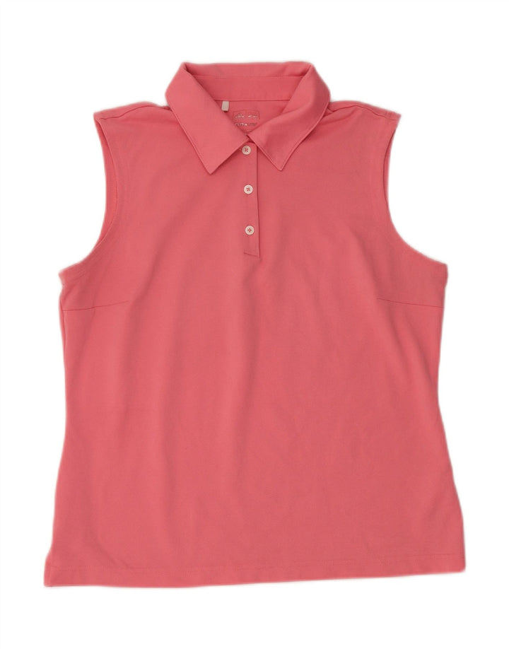 ADIDAS Womens Climalite Sleeveless Polo Shirt UK 12 Medium Pink Polyester