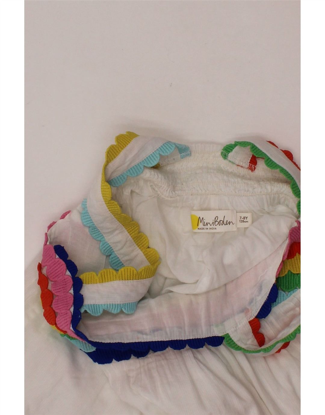 Блузка без рукавов BODEN для девочек, топ 7–8 лет, белый хлопок, цветные блоки