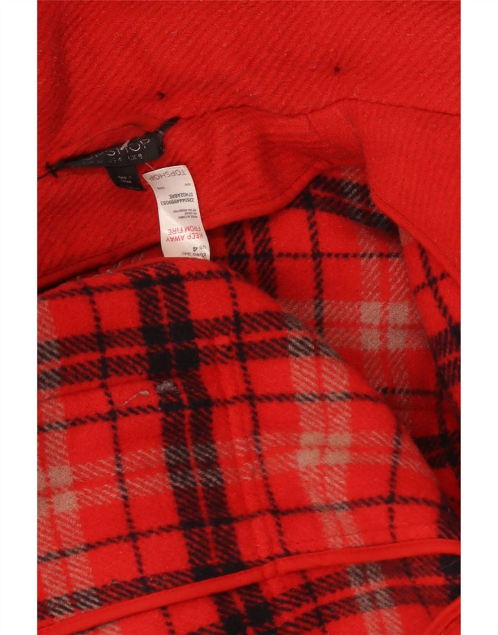 Женский дафлкот с капюшоном Topshop UK 8, маленький, красный, шерсть