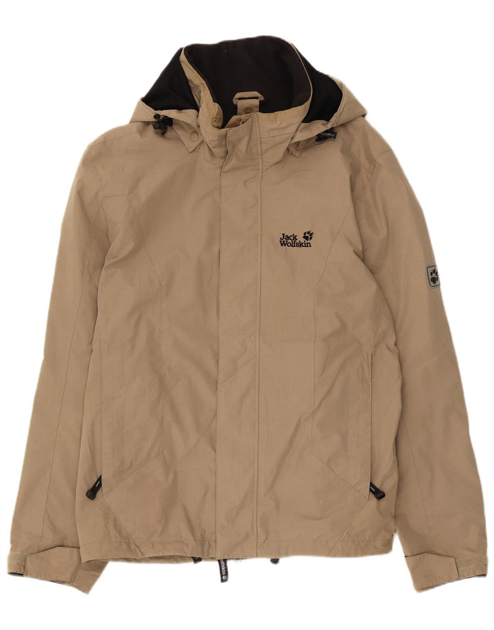 Мужская дождевик с капюшоном Jack Wolfskin UK 36/38, средний бежевый полиэстер