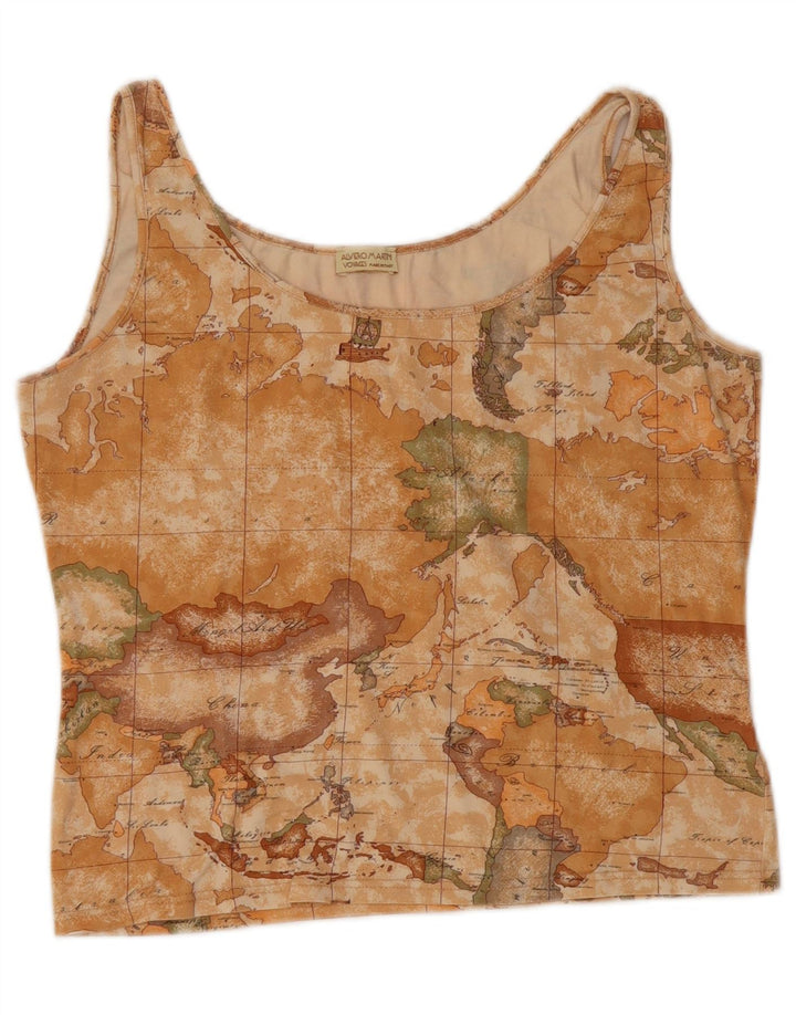 ALVIERO MARTINI Женский укороченный жилет Voyages IT 48 XL Бежевый с геометрическим рисунком