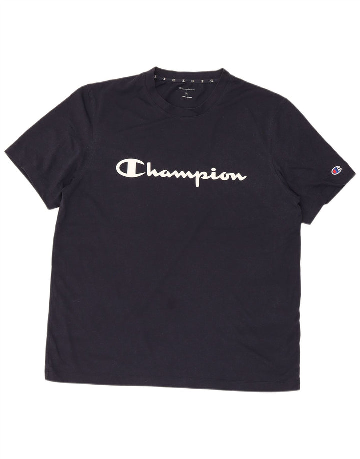 CHAMPION Mens Graphic T-Shirt Top XL Navy Blue Polyester