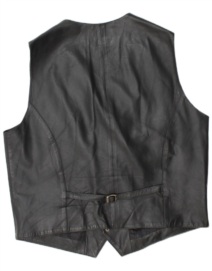 Винтажный мужской кожаный жилет 2XL, черный кожаный