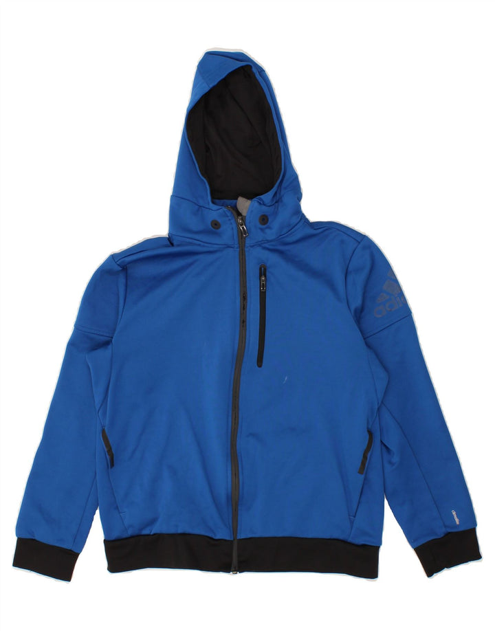 ADIDAS Boys Graphic Zip Hoodie Sweater 13-14 Years Blue Polyester Vintage Adidas and Second-Hand Adidas from Messina Hembry 