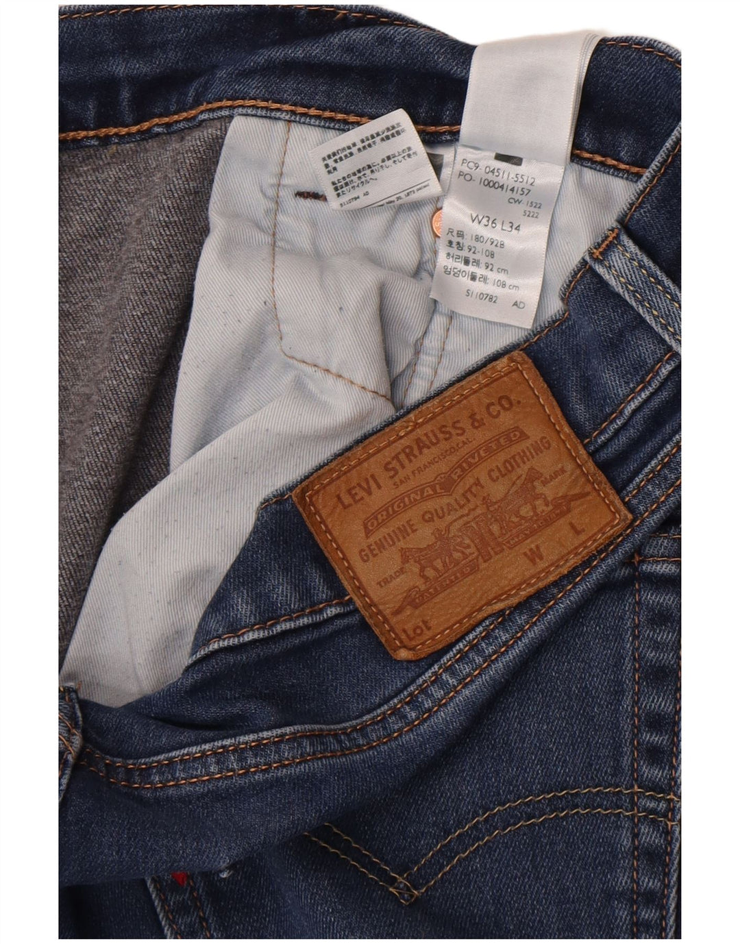 Мужские узкие джинсы Levi's W36 L34 синие, хлопок